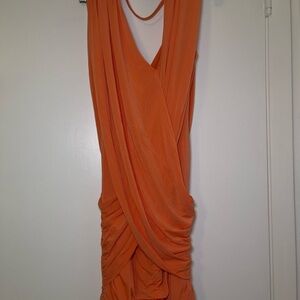 Elegant Orange Draped Dress